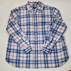 Talbots Plus Petite Women's Plaid Button Up Shirt Metallic Threads 1XP